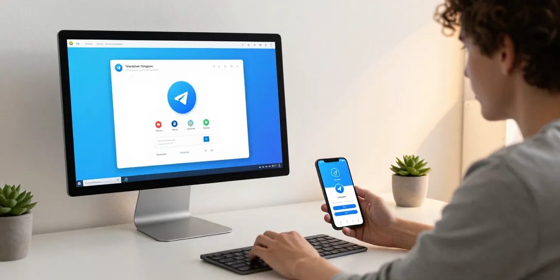 Experience seamless communication with telegram中文版下载 on a modern tech workspace.