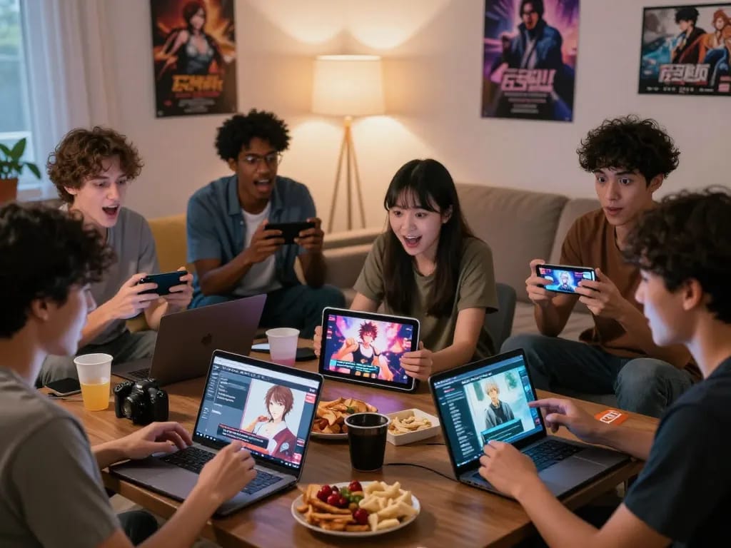 Players enjoying interactive online sex games on various devices in a cozy gaming environment.