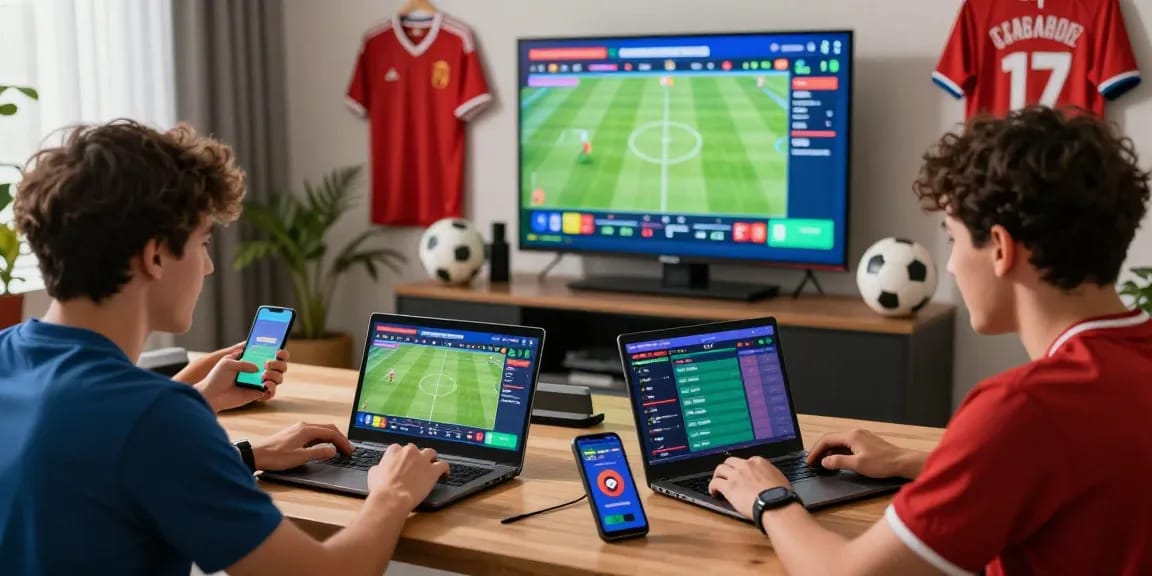 Engaging online sports betting environment showcasing players interacting with live matches and betting platforms, highlighting the excitement and community in understanding content.