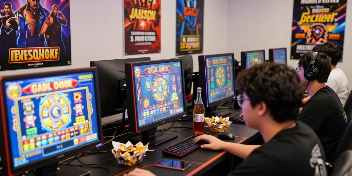Engaging online gaming scene showcasing players excitedly enjoying slot gacor games in a vibrant atmosphere.