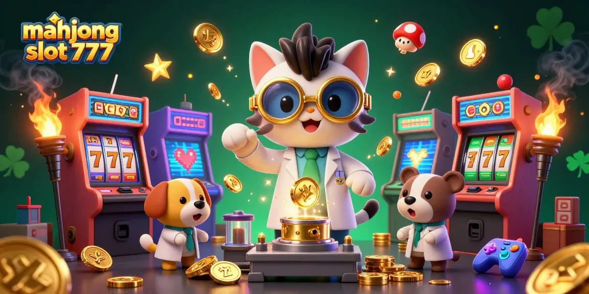 Engage with mahjong slot 777 in a colorful 3D cartoon casino scene filled with jackpot excitement.