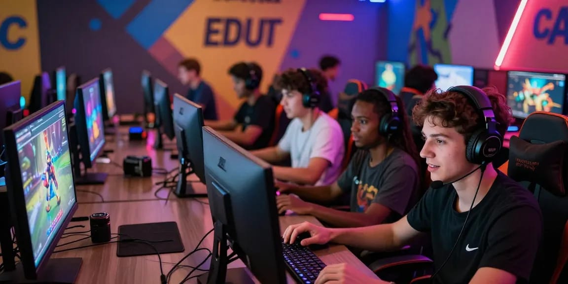 Exciting scene of players using garuda303 login to engage in online gaming at a vibrant lounge.