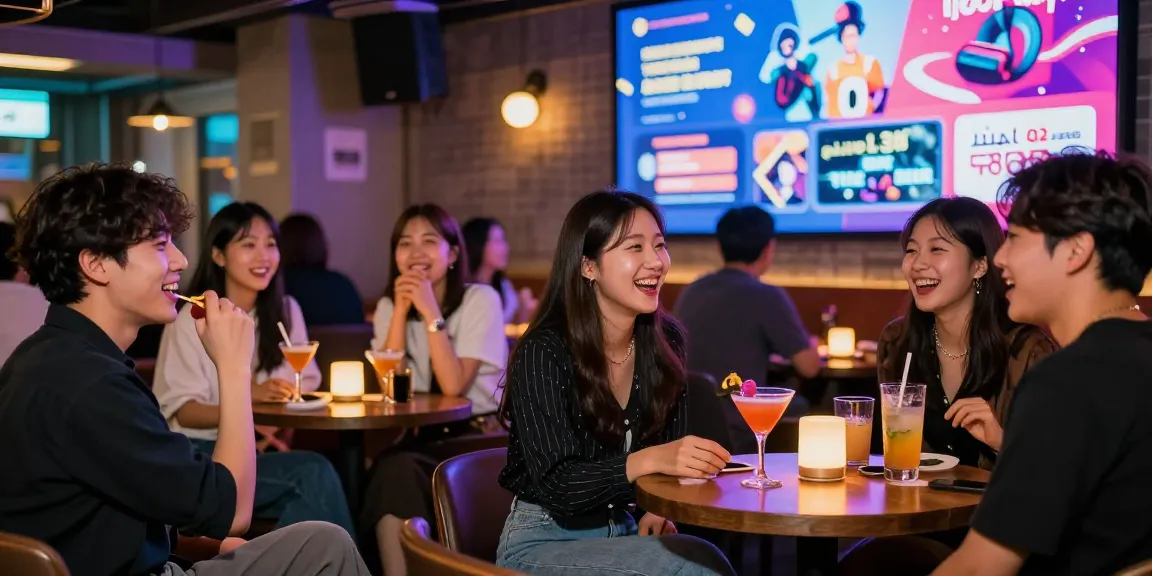 하루이야기에서 강남의 유흥 작업과 관련된 활기찬 나이트라이프 장면