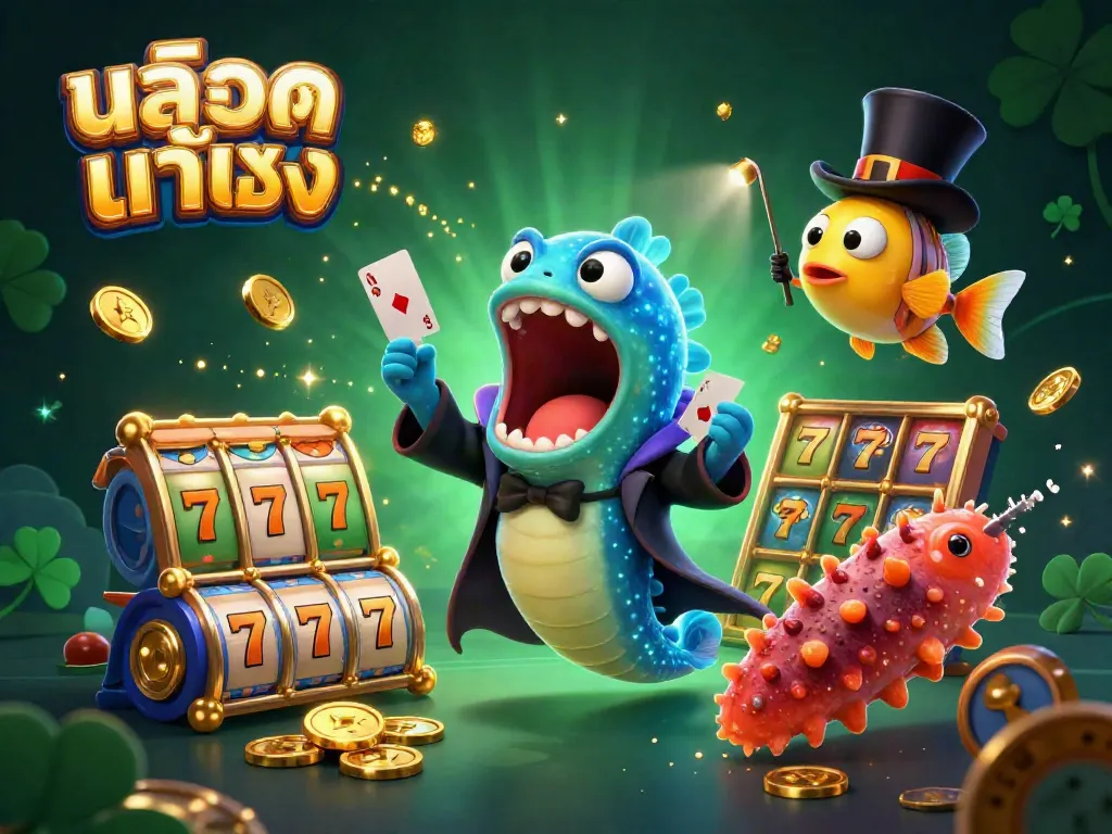 Engage with สล็อตแท้ตรง at an exciting casino featuring vibrant characters and colorful slot reels.
