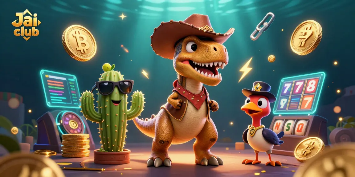 Play exciting games on Jai club with cartoon dinosaur and vibrant casino elements.