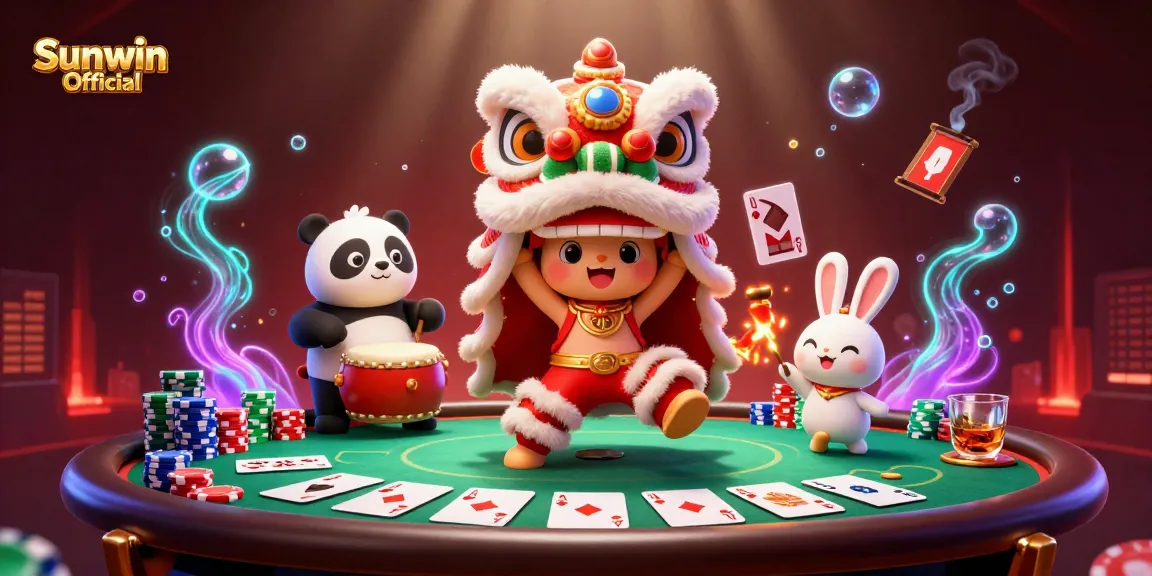 Engage in exciting gameplay with Sunwin Official amid vibrant casino-themed characters and elements.