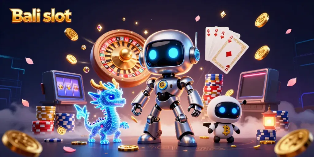 Win big with exciting games at Bali slot's premium casino platform, featuring vibrant casino elements.