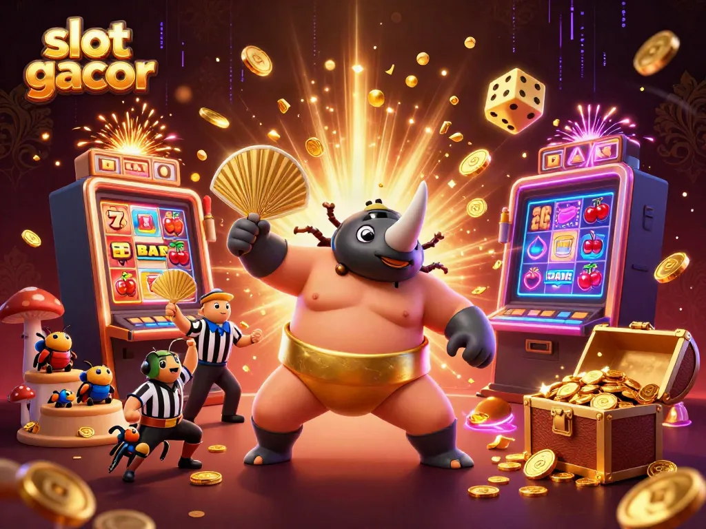 Experience the excitement of slot gacor with our vibrant 3D illustration of a beetle-themed casino scene.