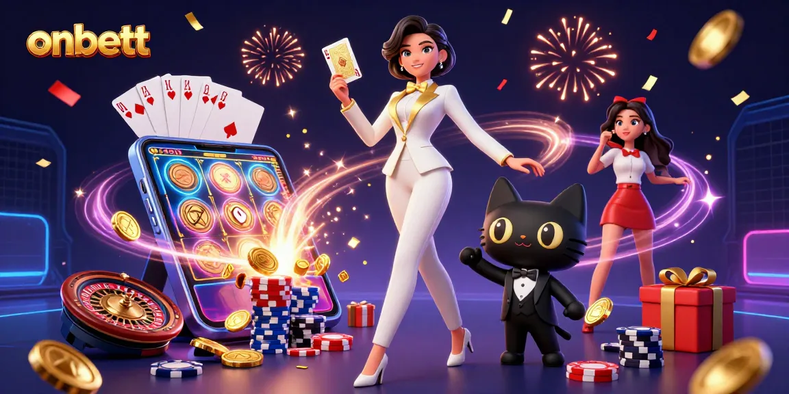 Experience winning strategies at onbett with a glamorous dealer and vibrant gaming elements.