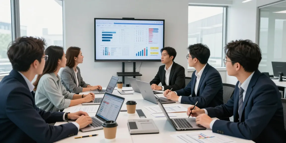 Team collaborating on asset tracing strategies in a modern office.