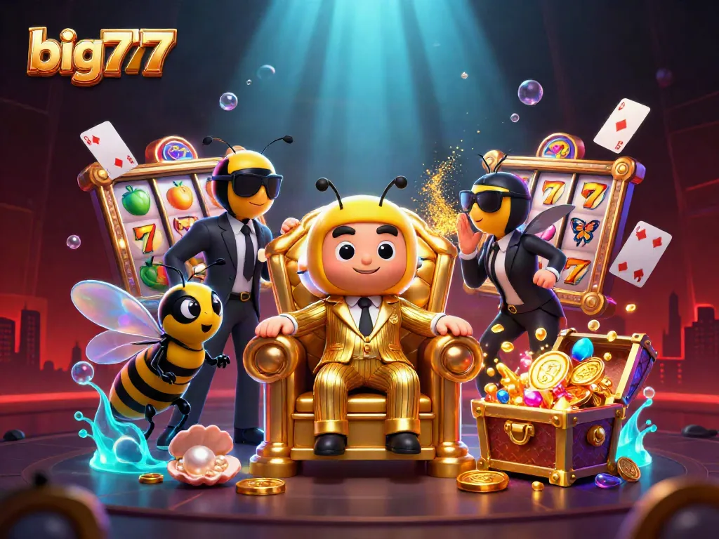 Win big777 jackpots with an animated casino scene featuring dazzling slots and vibrant characters.