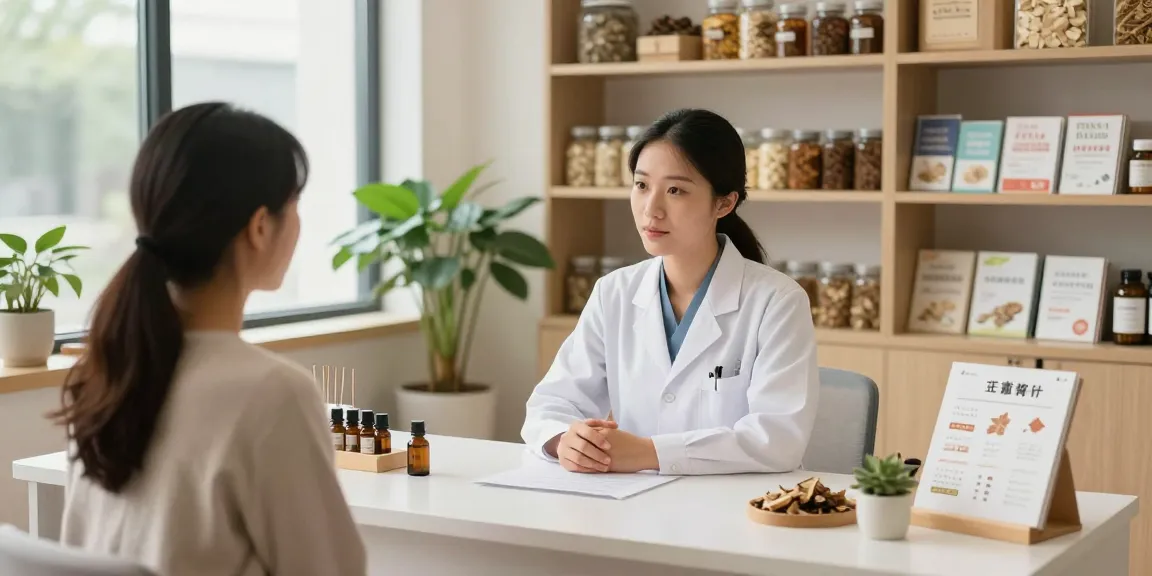 Consultation at a 수원한의원 with practitioner and patient in a healing environment.