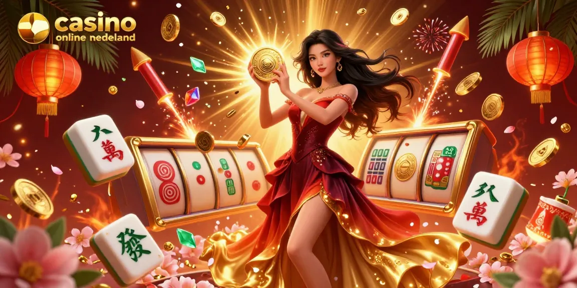 Experience exhilarating gameplay at casino online nederland with a stunning Asian gamer surrounded by exciting casino elements.