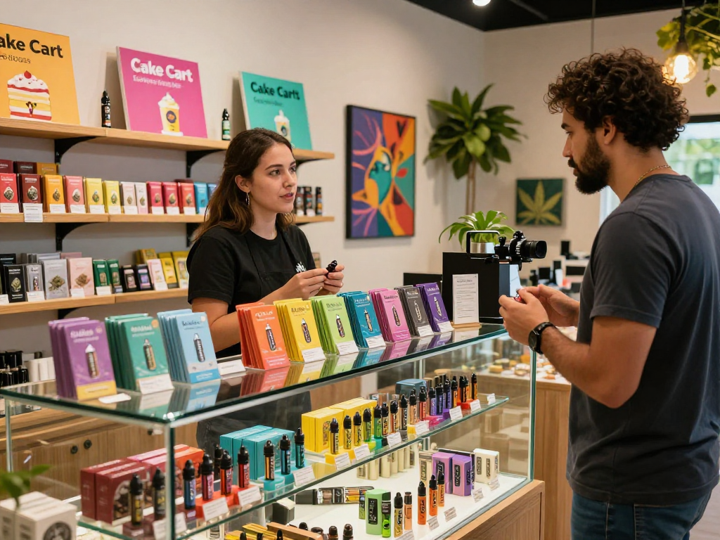 Discover the vibrant selection of Cake Carts in a welcoming dispensary environment.