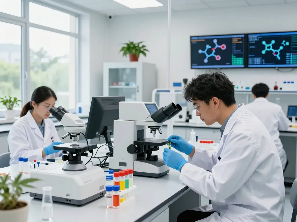 Cannabinoid manufacturer Europe conducting advanced research on premium hemp extracts in a modern lab environment.