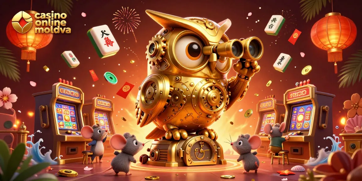 Sloturi captivante pe casino online moldova cu un bufniță de aur și șoareci în acțiune