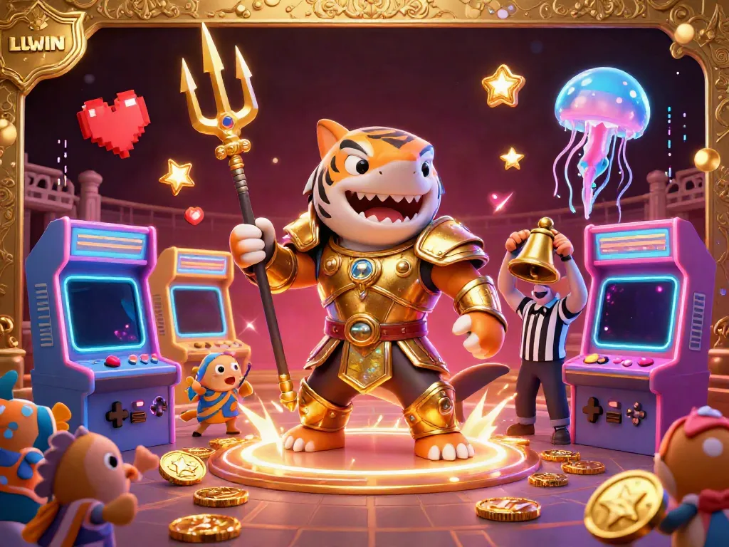 Engage in thrilling underwater gaming action at LLWIN with vibrant arcade aesthetics and casino excitement.
