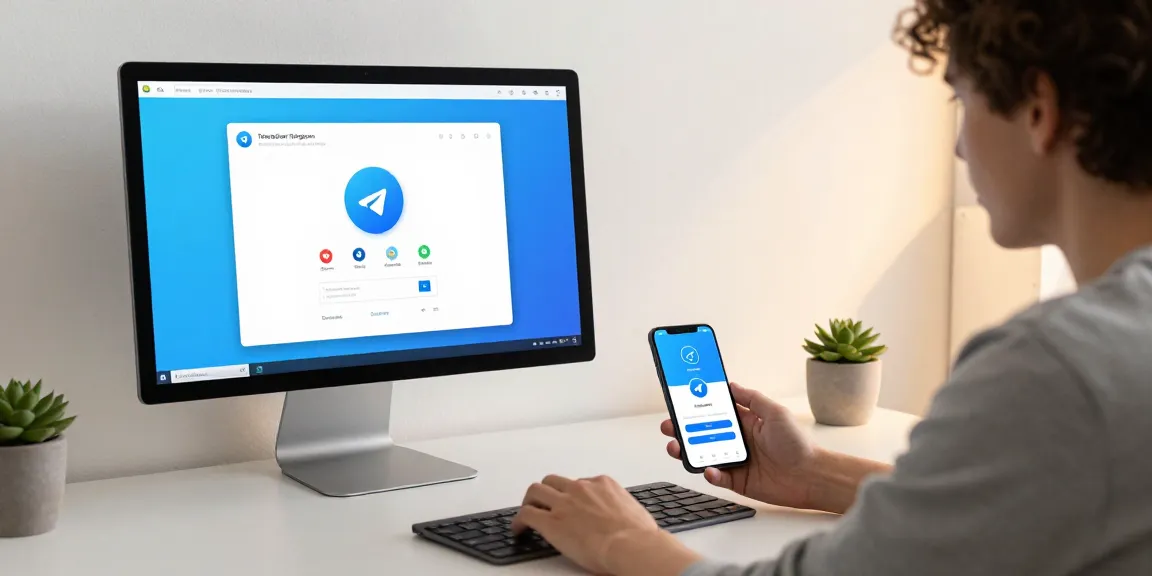 Experience seamless communication with telegram中文版下载 on a modern tech workspace.
