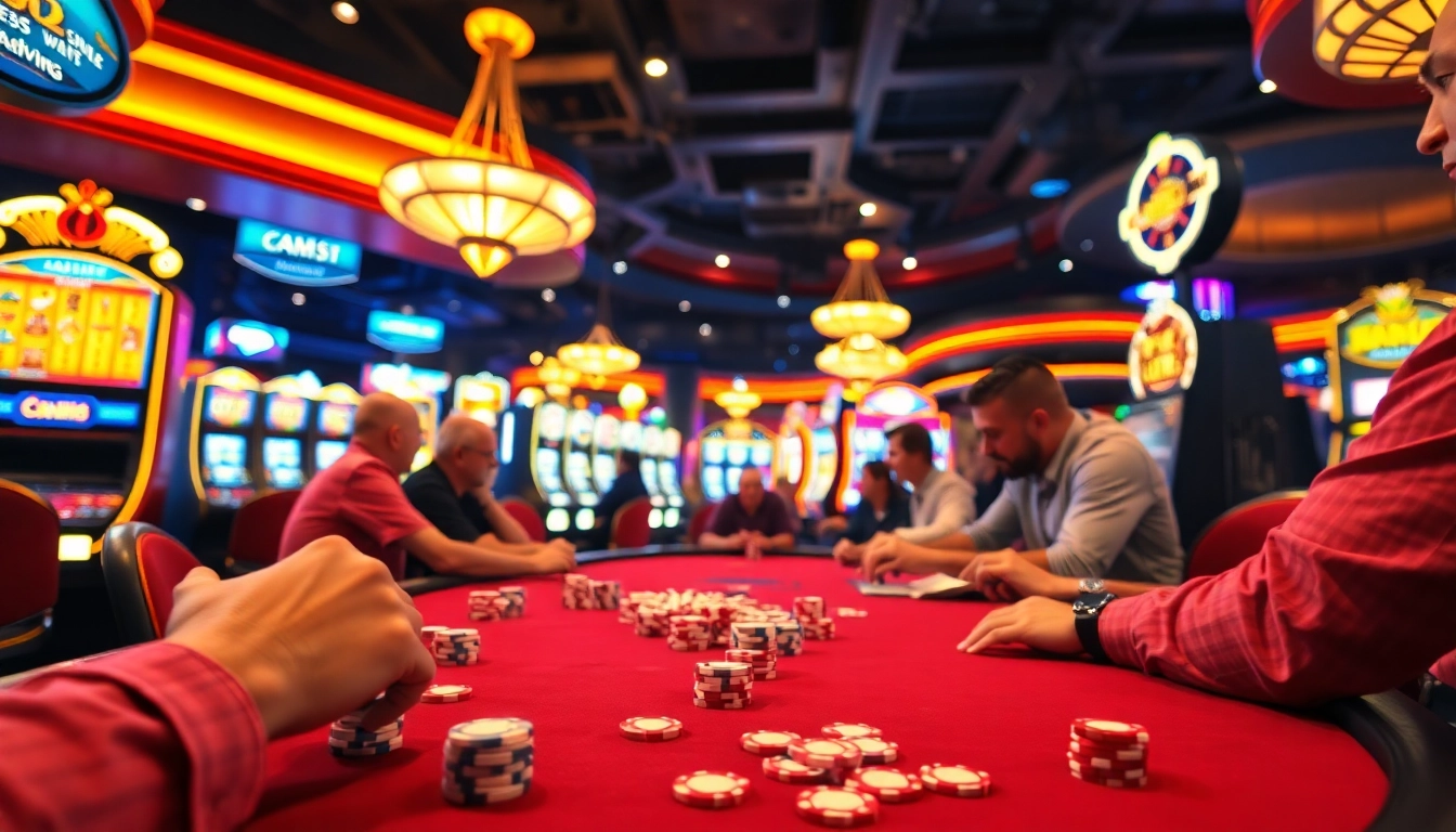 Bermain poker di kasino dengan atmosfer bbni4d yang ceria dan penuh warna.