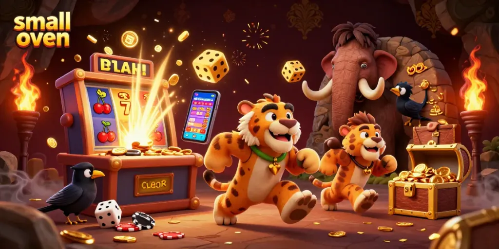 Experience the thrill of a small oven-themed prehistoric casino bursting with excitement.