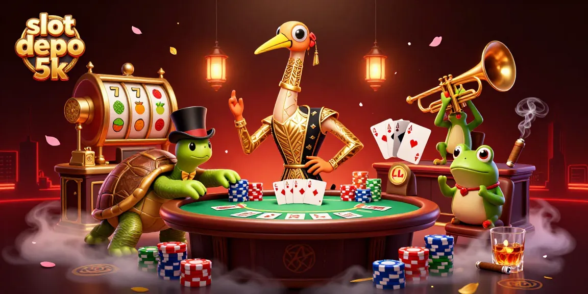 Engage with slot depo 5k as you explore vibrant 3D characters in a lively casino scene.