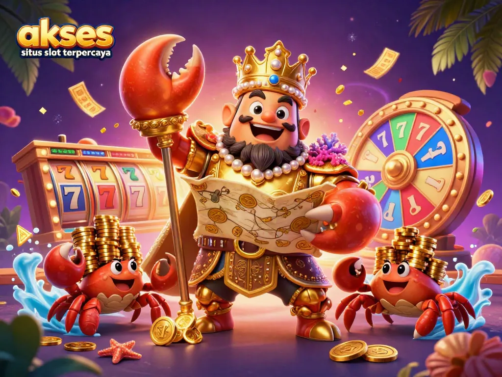 Mengakses situs slot terpercaya dengan gambar ilustrasi karakter kunci penjelajahan dan permainan slot menarik.