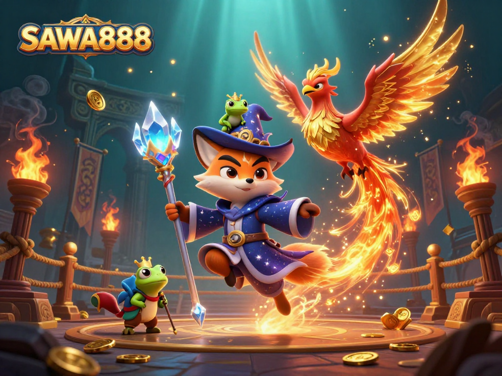 SAWA888 showcases thrilling gaming adventures in a fantastical casino world with mythical characters.