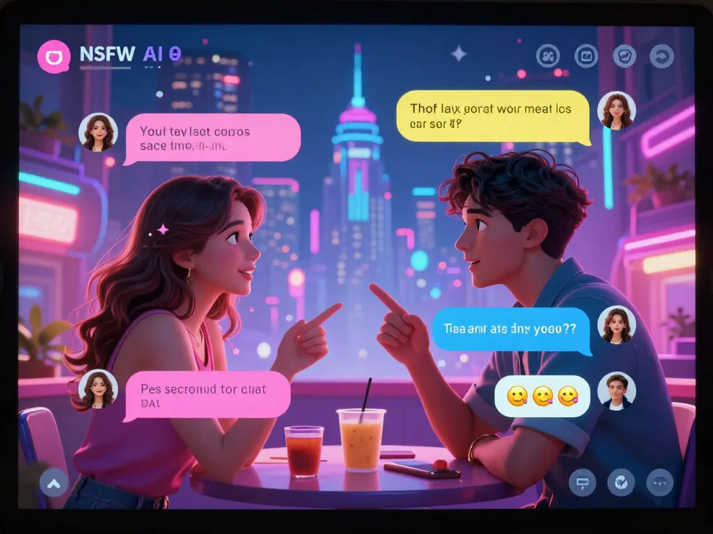 Engaging NSFW AI chat conversation in a vibrant digital environment