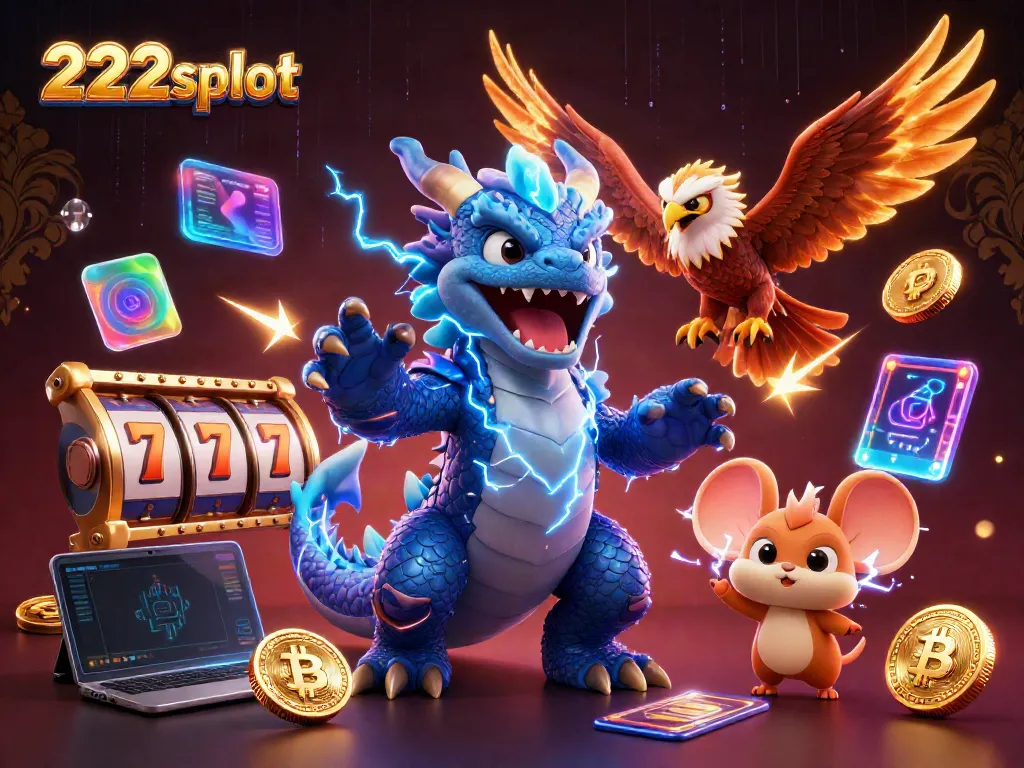 Gambarlah 222slot yang menampilkan naga petir dan simbol slot fantastis untuk pengalaman kasino yang menarik.