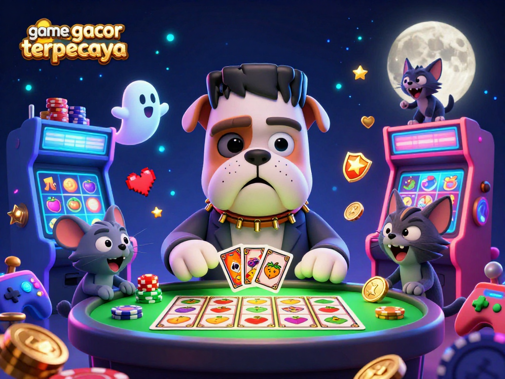 Pelajari game gacor terpercaya dengan ilustrasi kartun 3D kasino yang seru dan penuh warna.