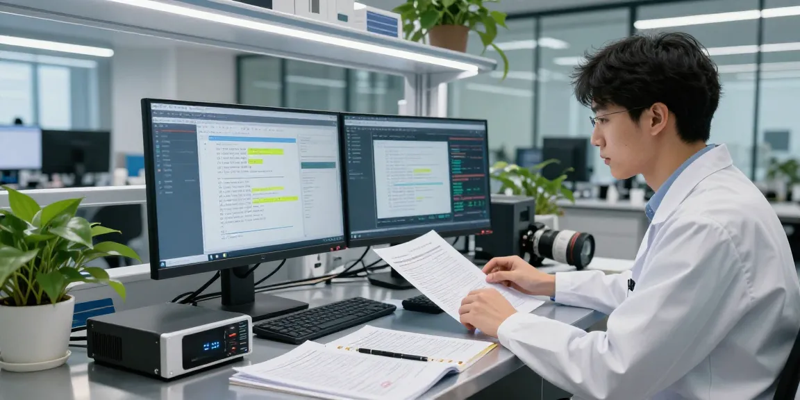 Detect fraud in PDF using advanced AI technology in a modern verification lab.