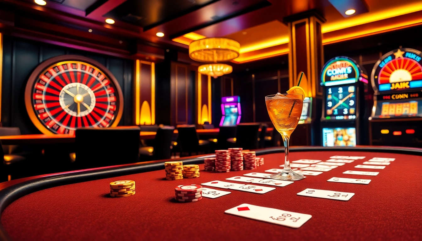 Playing poker at Jun 88 casino with colorful chips and a spinning roulette wheel.