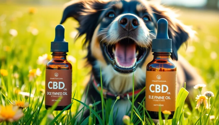 CBD Oil For Dog enhancing well-being of a happy dog playing outdoors.