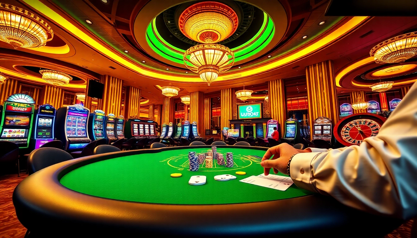 Engaging scene from U888 showcasing luxury casino tables and vibrant gambling activities.