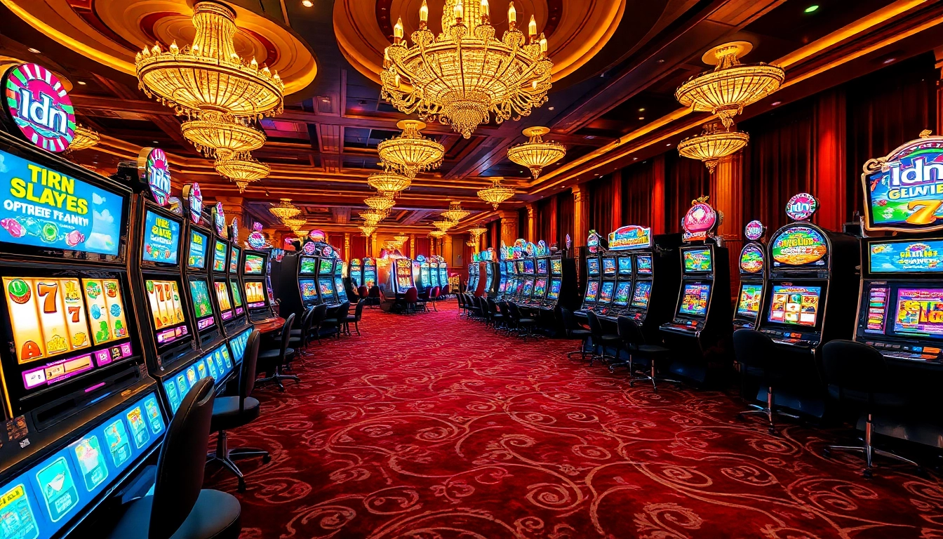 Experience the thrill of idn slot with vibrant slot machines, poker chips, and a luxurious casino ambiance.