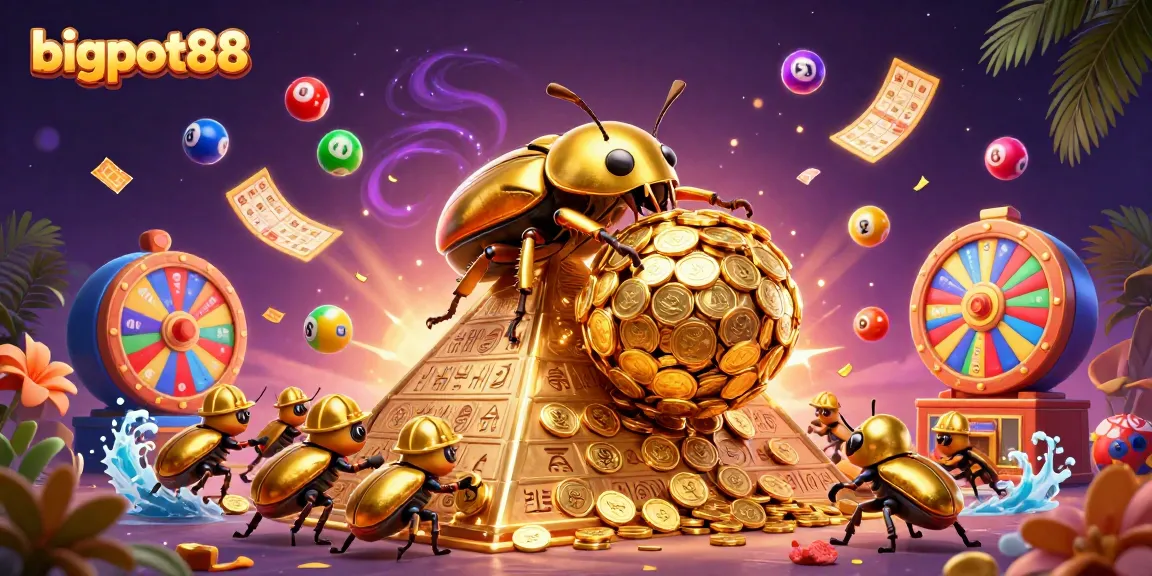 Experience the excitement of bigpot88 on a vibrant lottery-themed adventure with golden coin treasures.