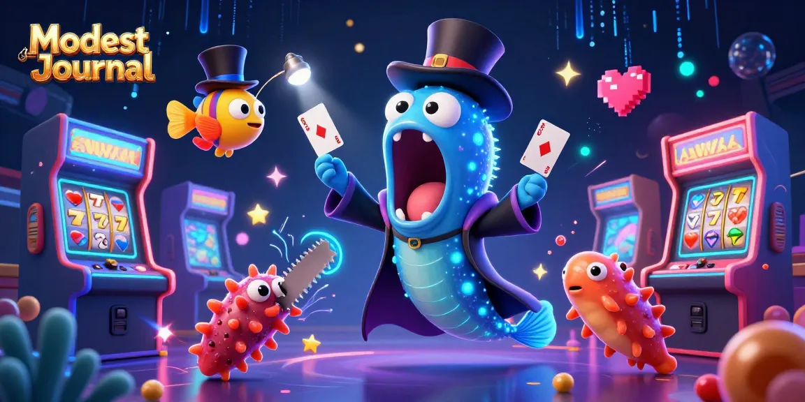Modest Journal showcases a lively casino scene featuring magical sea creatures performing card tricks.
