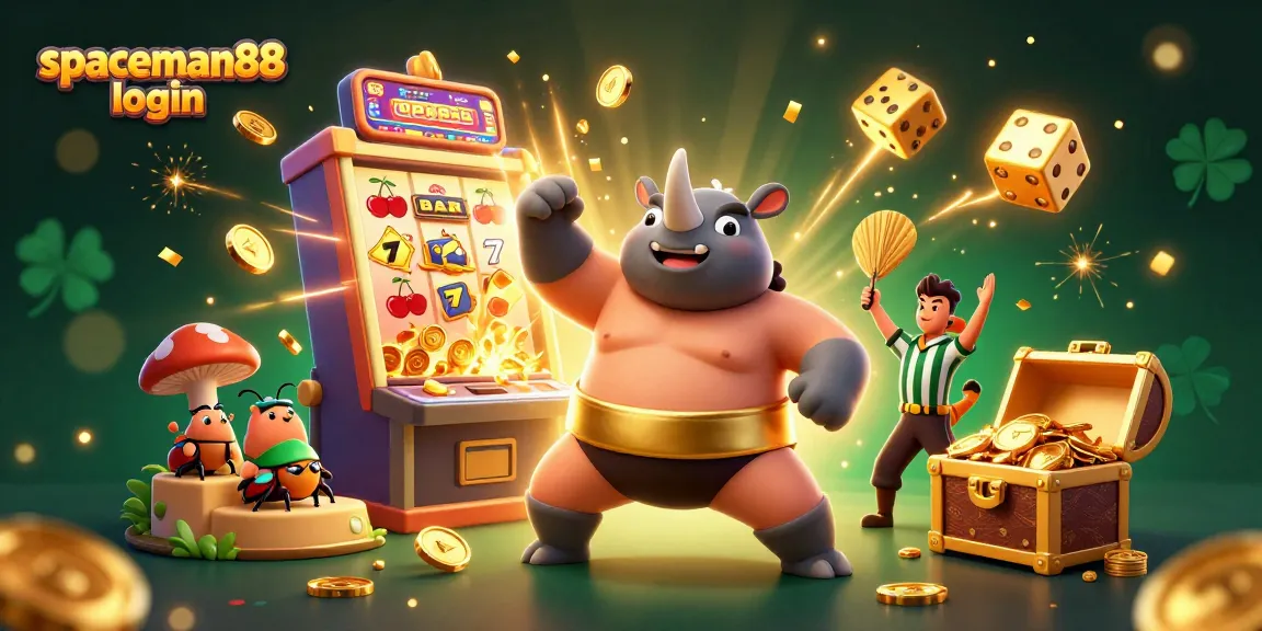 Experience the thrill of winning with spaceman88 login in this vibrant 3D casino illustration.